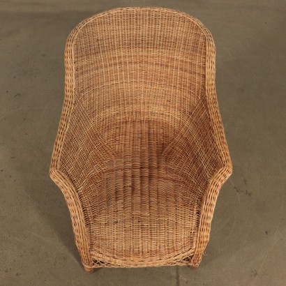 Fauteuil avec Pouf Osier tressé Bambou Italie '900