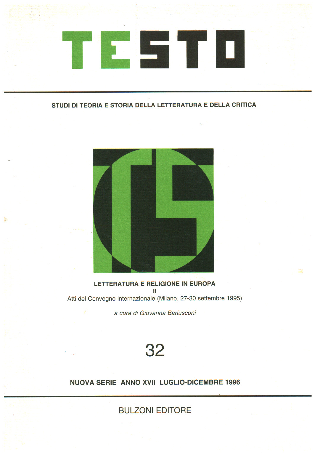 Testo,31 Anno XVII, Luglio-Dicembre,1996, AA.VV