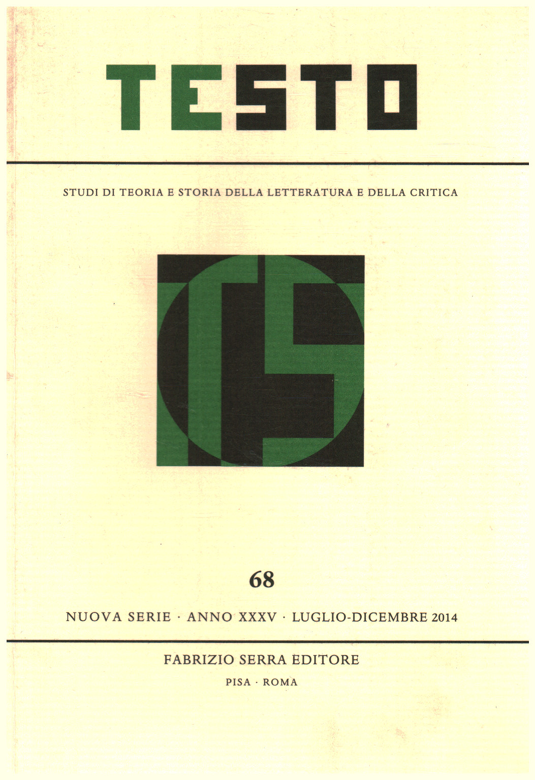 Text,68, Jahr XXXV, Juli-Dezember,2014, AA.VV