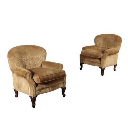 Pair of Padded Armchairs Italy 20th Century