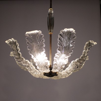 Ceiling Lamp Brass and Glass Italy 1940s-1950s