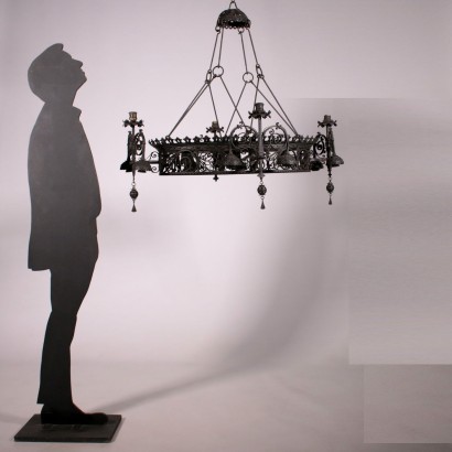 Iron Ceiling Lamp Italy 20th Century