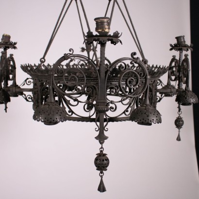 Iron Ceiling Lamp Italy 20th Century