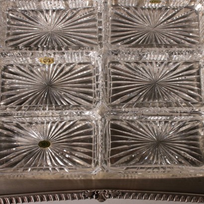 Silver and Crystal Tray Italy 20th Century