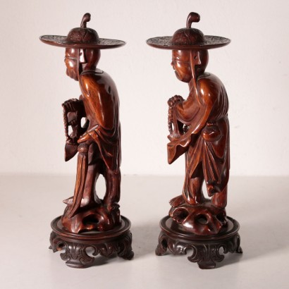 Pair of Wooden Statues China 20th Century