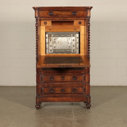 Walnut Secretaire With Safe Italy 19th Century