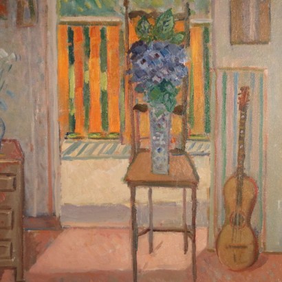 Intérieur à Valsassina Francesco De Rocchi Huile sur Toile 1976