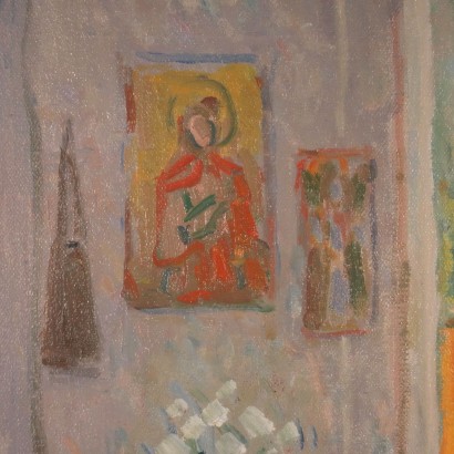 Intérieur à Valsassina Francesco De Rocchi Huile sur Toile 1976