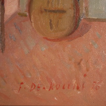 Intérieur à Valsassina Francesco De Rocchi Huile sur Toile 1976