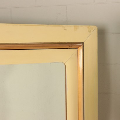 Armoire Bois recouvert de Vinyle Miroir Laiton Italie Années 60