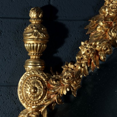 Neoclassical Overmantle Mirror in Gilded Wood Italy 18th Century