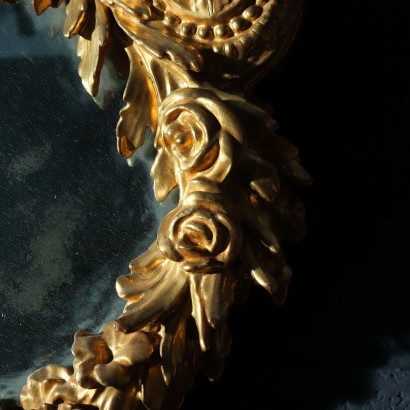 Neoclassical Overmantle Mirror in Gilded Wood Italy 18th Century