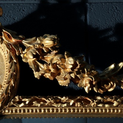 Neoclassical Overmantle Mirror in Gilded Wood Italy 18th Century