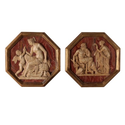 Pair of Gypsum Tiles Italy 20th Century