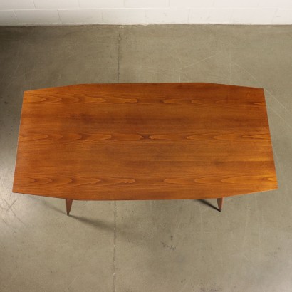 Table Bois massif Placage de Chêne rouvre Laiton Italie Années 50