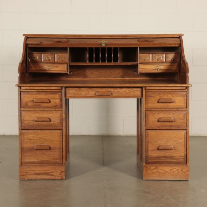 Sessile Oak Shutter Desk Italy 20th Century