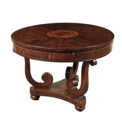 Round Maple Table Charles X Italy 19th Century