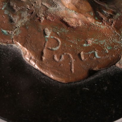 Paire de Bougeoirs Pujia Antonio Bronze Marbre Noir Argentin '900