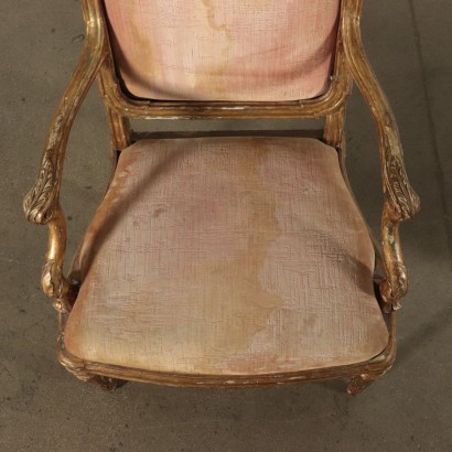 Élégante Paire de Fauteuils Louis XVI Bois doré Italie '700