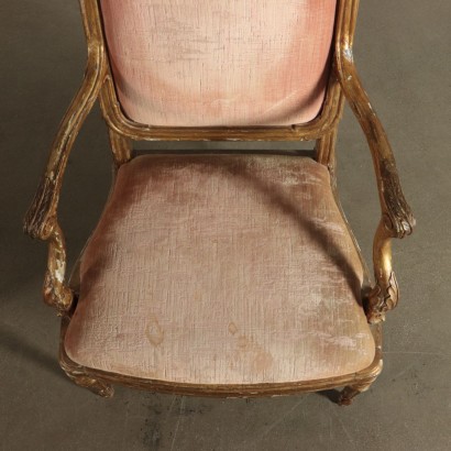 Élégante Paire de Fauteuils Louis XVI Bois doré Italie '700