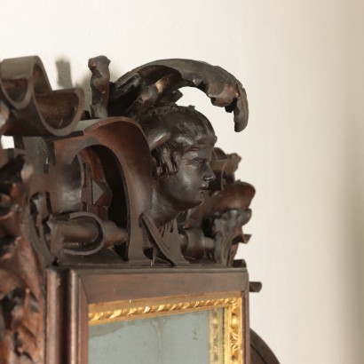 Carved Walnut and Linden Mirror Italy 19th Century