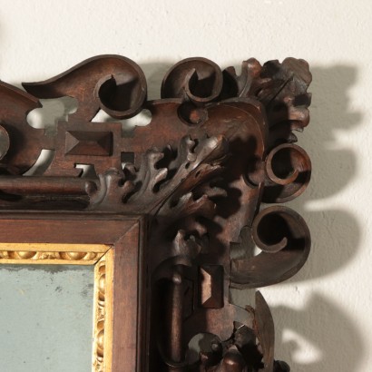 Carved Walnut and Linden Mirror Italy 19th Century