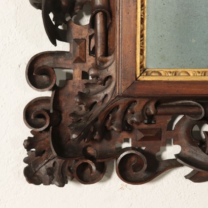 Carved Walnut and Linden Mirror Italy 19th Century