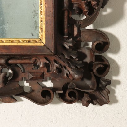 Miroir Richement Sculpté Noyer Tilleul Italie Dernier quart '800