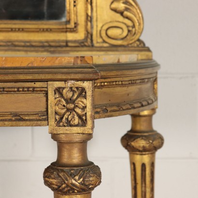 Dressing Table with Mirror Gilded Wood Italy 20th Century