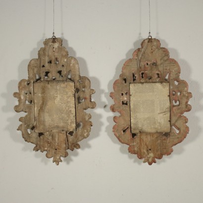 Pair of Baroque Gilded Wood Mirrors Italy 16th-17th Century