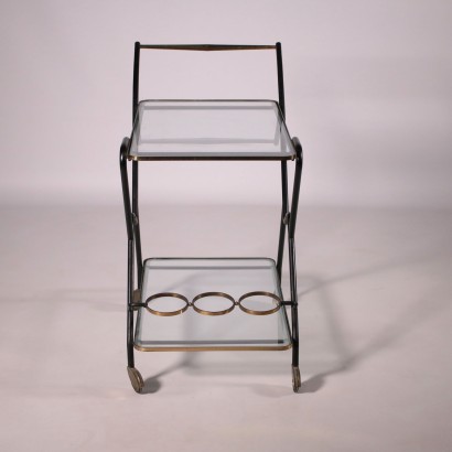 Vintage Service Cart Glass Metal and Brass Italy 1960's