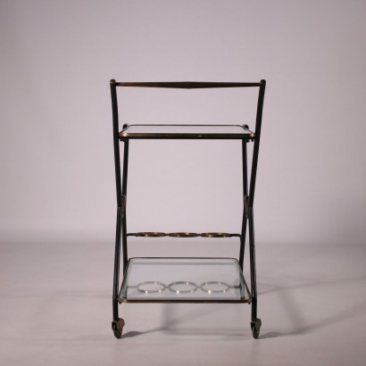 Vintage Service Cart Glass Metal and Brass Italy 1960's