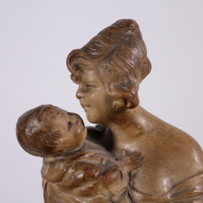 Mother with Child Sculpture by Guido Cacciapuoti Italy 20th Century