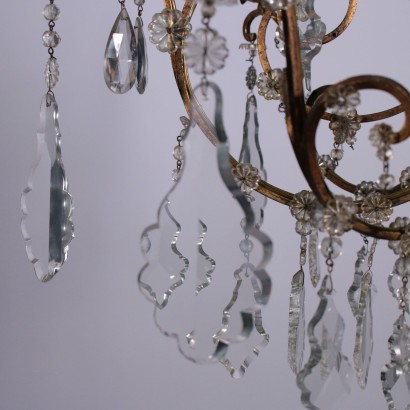 Iron and Glass Chandelier Italy 20th Century