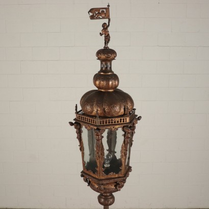 Lampadaire Plaque de Cisaillement Laiton Marbre Italie Fin '800