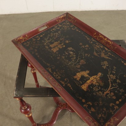 Eastern Coffee Table with Tray Lacquered Wood 19th Century