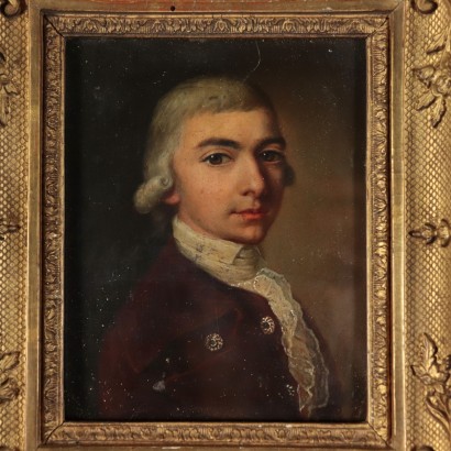 Portrait d'un Monsieur Huile sur Plaque Métallique Début '800