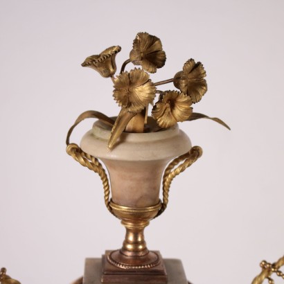 Table Clock Gilded Bronze and White Marble France 18th Century