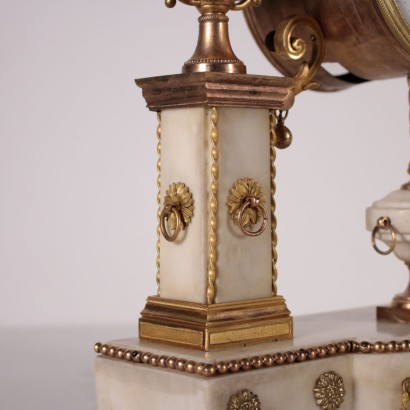 Table Clock Gilded Bronze and White Marble France 18th Century