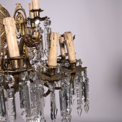 Bronze and Crystal Chandelier Italy 20th Century