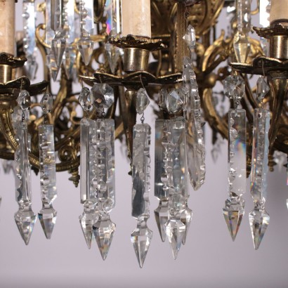 Bronze and Crystal Chandelier Italy 20th Century