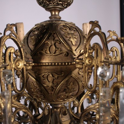 Bronze and Crystal Chandelier Italy 20th Century