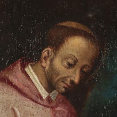 Saint Carlo Borromeo en adoration du Christ mort Huile sur Panneau'500