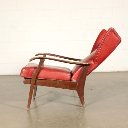 Vintage Skai and Beech Armchair Italy 1950's