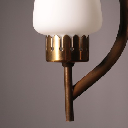 Ceiling Lamp Brass and Opaline Glass 1960s