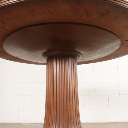 Round Table Walnut and Marble Mid 20th Century