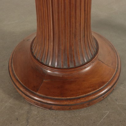 Round Table Walnut and Marble Mid 20th Century