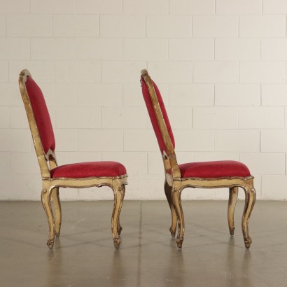 Pair of Louis XV Chairs Lacquered Wood Italy 18th Century