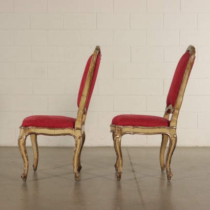 Pair of Louis XV Chairs Lacquered Wood Italy 18th Century