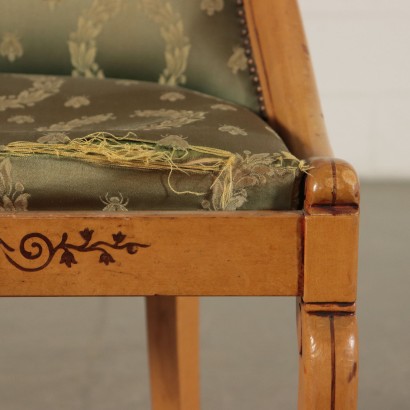 Group of Four Gondola Chairs Maple and Mahogany 19th Century